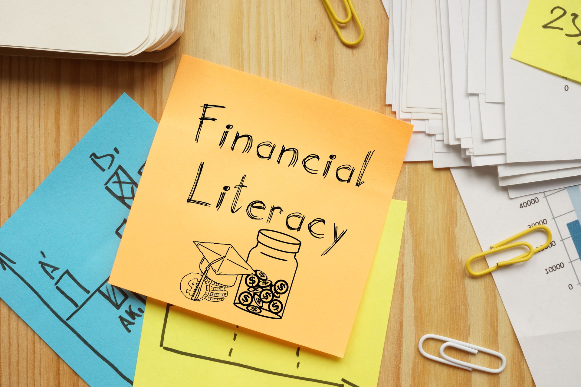Financial literacy is shown using the text